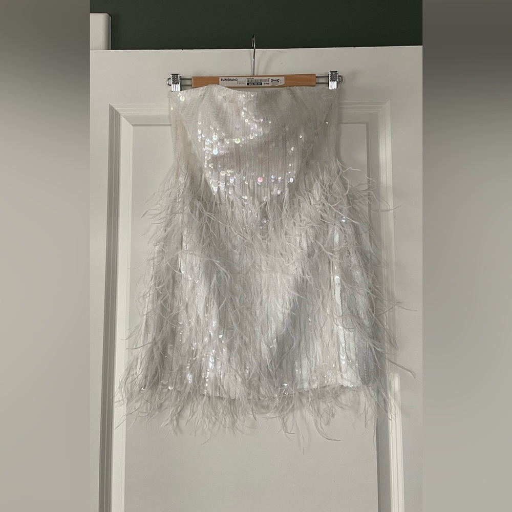 Retrofete Anastasia Sequin Feather Dress Size Small